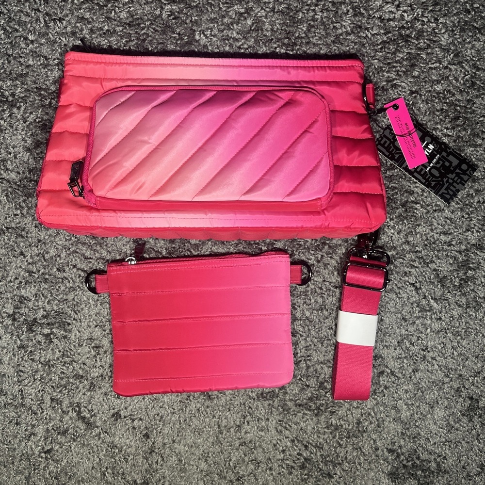 Think Royln Crossbody Bag Womens One Size Pink Ombre‎ Quilted RFID Wallet Set